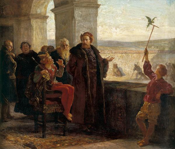 Wojciech Gerson Sigismund the Old with Stanczyk at the Wawel Castle oil painting image